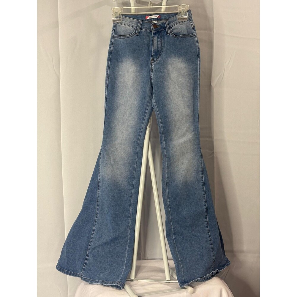 Vibe & Rant Women’s Size 5 W27 Flare Jeans High Rise Light Wash Stretch Denim